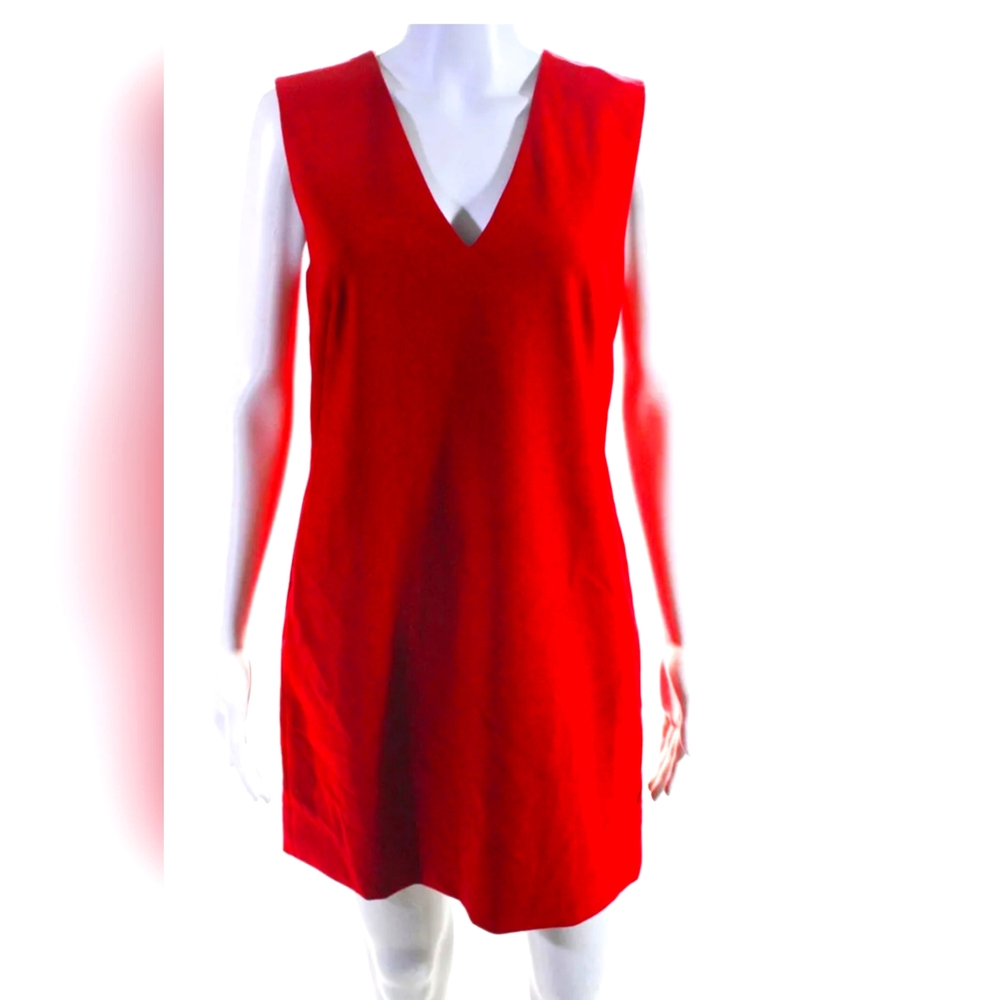Elizabeth & James Womens Red V-Neck Zip Back Sleeveless Shift Dress Size 6